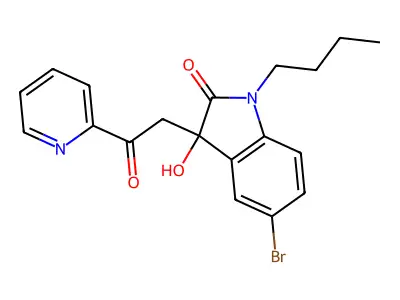 5-Bromo-1-butyl-3-hydroxy-3-(2-oxo-2-pyridin-2-ylethyl)indol-2-one structure