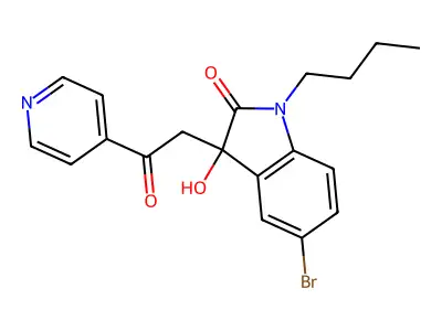 5-Bromo-1-butyl-3-hydroxy-3-(2-oxo-2-pyridin-4-ylethyl)indol-2-one structure