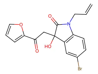 5-Bromo-3-[2-(furan-2-yl)-2-oxoethyl]-3-hydroxy-1-prop-2-enylindol-2-one structure