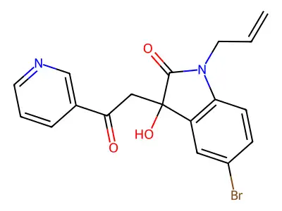 5-bromo-3-hydroxy-3-(2-oxo-2-pyridin-3-ylethyl)-1-prop-2-enylindol-2-one structure