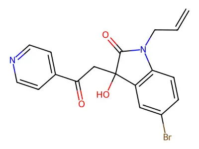 5-bromo-3-hydroxy-3-[2-oxo-2-(pyridin-4-yl)ethyl]-1-(prop-2-en-1-yl)-1,3-dihydro-2H-indol-2-one structure