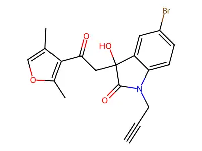 5-bromo-3-[2-(2,4-dimethylfuran-3-yl)-2-oxoethyl]-3-hydroxy-1-(prop-2-yn-1-yl)-1,3-dihydro-2H-indol-2-one structure