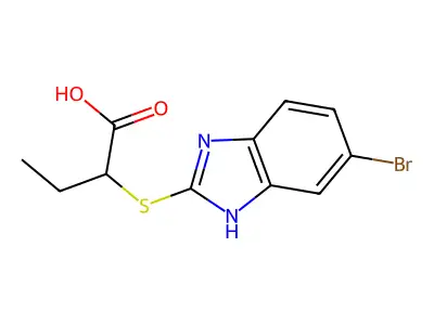 2-[(5-bromo-1H-benzimidazol-2-yl)sulfanyl]butanoic acid structure
