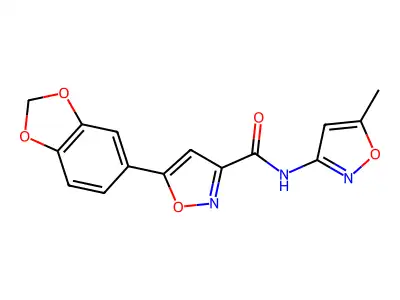 5-(benzo[d][1,3]dioxol-5-yl)-N-(5-methylisoxazol-3-yl)isoxazole-3-carboxamide structure