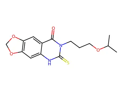 7-(3-propan-2-yloxypropyl)-6-sulfanylidene-5H-[1,3]dioxolo[4,5-g]quinazolin-8-one structure