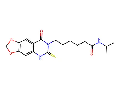 N-isopropyl-6-(8-oxo-6-thioxo-5,6-dihydro-[1,3]dioxolo[4,5-g]quinazolin-7(8H)-yl)hexanamide structure