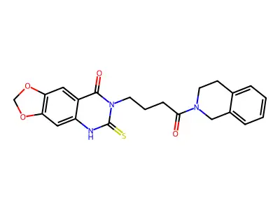 7-(4-(3,4-dihydroisoquinolin-2(1H)-yl)-4-oxobutyl)-6-thioxo-6,7-dihydro-[1,3]dioxolo[4,5-g]quinazolin-8(5H)-one structure