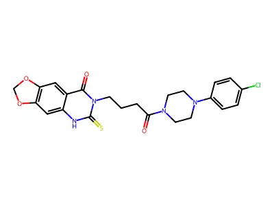 7-[4-[4-(4-chlorophenyl)piperazin-1-yl]-4-oxobutyl]-6-sulfanylidene-5H-[1,3]dioxolo[4,5-g]quinazolin-8-one structure