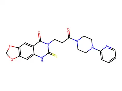 7-(3-oxo-3-(4-(pyridin-2-yl)piperazin-1-yl)propyl)-6-thioxo-6,7-dihydro-[1,3]dioxolo[4,5-g]quinazolin-8(5H)-one structure