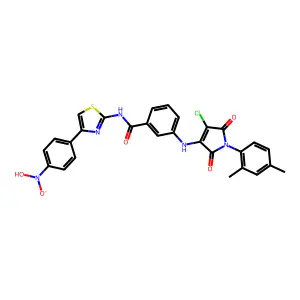 [{4-[2-(3-{[4-Chloro-1-(2,4-dimethylphenyl)-2,5-dioxo-2,5-dihydro-1H-pyrrol-3-yl]amino}benzamido)-1,3-thiazol-4-yl]phenyl}(hydroxy)amino]oxidanide structure