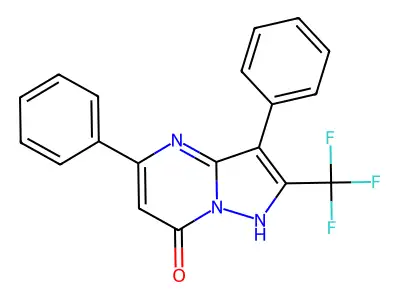 3,5-diphenyl-2-(trifluoromethyl)pyrazolo[1,5-a]pyrimidin-7(4H)-one structure