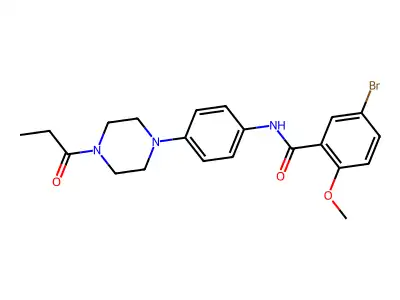 5-bromo-2-methoxy-N-[4-(4-propanoylpiperazin-1-yl)phenyl]benzamide structure