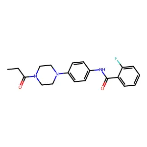 2-fluoro-N-[4-(4-propanoylpiperazin-1-yl)phenyl]benzamide structure