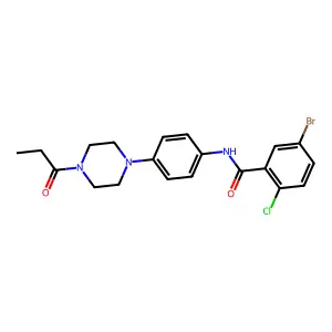 5-bromo-2-chloro-N-[4-(4-propanoylpiperazin-1-yl)phenyl]benzamide structure