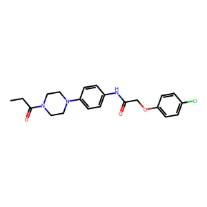 2-(4-chlorophenoxy)-N-[4-(4-propanoylpiperazin-1-yl)phenyl]acetamide structure