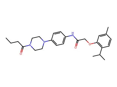 N-[4-(4-butanoylpiperazin-1-yl)phenyl]-2-(5-methyl-2-propan-2-ylphenoxy)acetamide structure