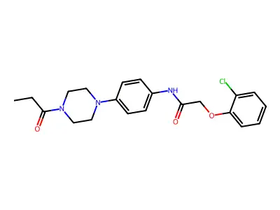 2-(2-chlorophenoxy)-N-[4-(4-propanoylpiperazin-1-yl)phenyl]acetamide structure