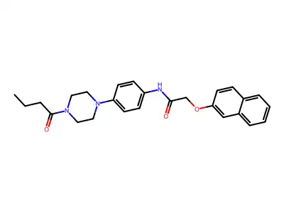 N-[4-(4-butanoylpiperazin-1-yl)phenyl]-2-naphthalen-2-yloxyacetamide structure