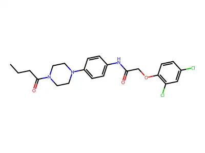 N-[4-(4-butanoylpiperazin-1-yl)phenyl]-2-(2,4-dichlorophenoxy)acetamide structure