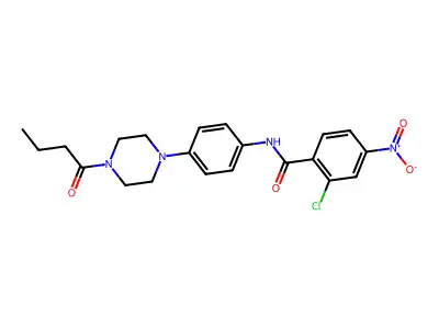 N-[4-(4-butanoylpiperazin-1-yl)phenyl]-2-chloro-4-nitrobenzamide structure