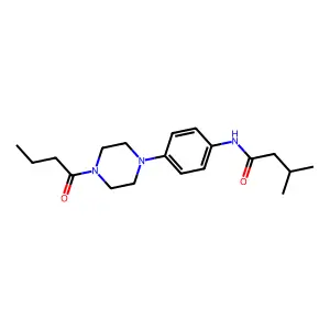 N-[4-(4-butanoylpiperazin-1-yl)phenyl]-3-methylbutanamide structure