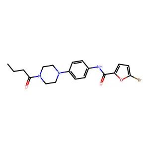 5-bromo-N-[4-(4-butanoylpiperazin-1-yl)phenyl]furan-2-carboxamide structure
