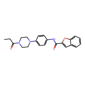 N-[4-(4-propanoylpiperazin-1-yl)phenyl]-1-benzofuran-2-carboxamide structure