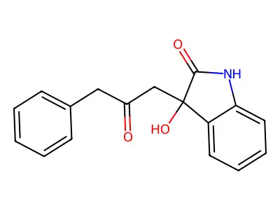 3-hydroxy-3-(2-oxo-3-phenylpropyl)-1,3-dihydro-2H-indol-2-one structure