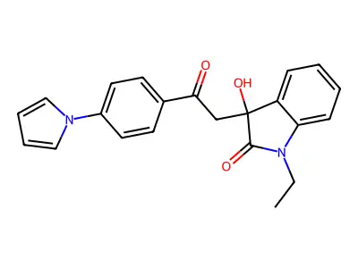 1-ethyl-3-hydroxy-3-{2-oxo-2-[4-(1H-pyrrol-1-yl)phenyl]ethyl}-1,3-dihydro-2H-indol-2-one structure