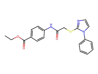 ethyl 4-(2-((1-phenyl-1H-imidazol-2-yl)thio)acetamido)benzoate structure