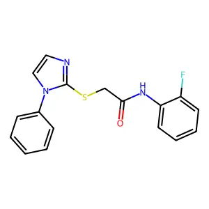 N-(2-fluorophenyl)-2-((1-phenyl-1H-imidazol-2-yl)thio)acetamide structure