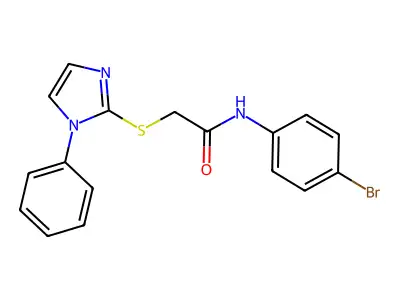 N-(4-bromophenyl)-2-((1-phenyl-1H-imidazol-2-yl)thio)acetamide structure