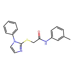 N-(3-methylphenyl)-2-(1-phenylimidazol-2-yl)sulfanylacetamide structure