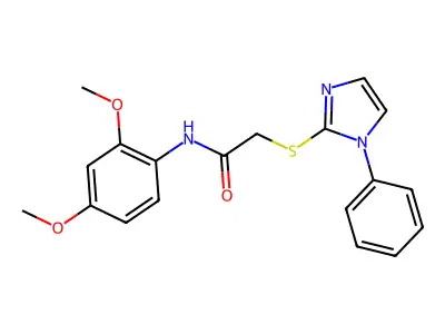 N-(2,4-dimethoxyphenyl)-2-(1-phenylimidazol-2-yl)sulfanylacetamide structure