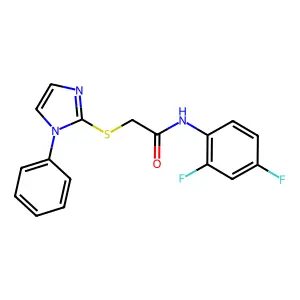 N-(2,4-difluorophenyl)-2-((1-phenyl-1H-imidazol-2-yl)thio)acetamide structure