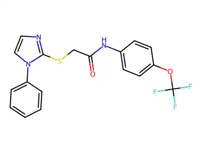 2-((1-phenyl-1H-imidazol-2-yl)thio)-N-(4-(trifluoromethoxy)phenyl)acetamide structure