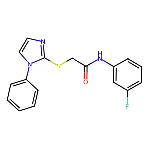 N-(3-fluorophenyl)-2-((1-phenyl-1H-imidazol-2-yl)thio)acetamide structure