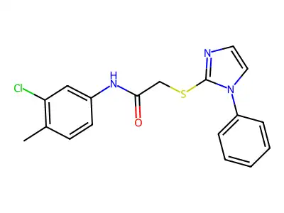 N-(3-chloro-4-methylphenyl)-2-((1-phenyl-1H-imidazol-2-yl)thio)acetamide structure