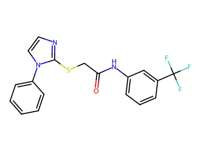 2-((1-phenyl-1H-imidazol-2-yl)thio)-N-(3-(trifluoromethyl)phenyl)acetamide structure
