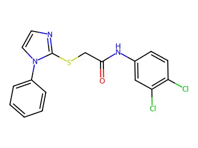 N-(3,4-dichlorophenyl)-2-((1-phenyl-1H-imidazol-2-yl)thio)acetamide structure