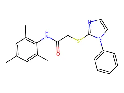 N-mesityl-2-((1-phenyl-1H-imidazol-2-yl)thio)acetamide structure