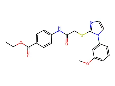 ethyl 4-(2-((1-(3-methoxyphenyl)-1H-imidazol-2-yl)thio)acetamido)benzoate structure