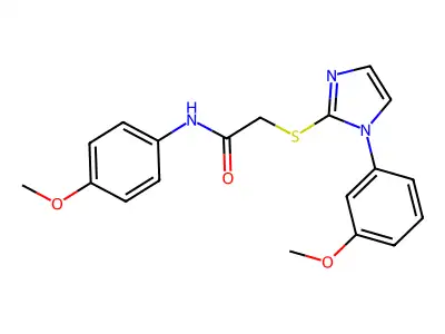 N-(4-methoxyphenyl)-2-[1-(3-methoxyphenyl)imidazol-2-yl]sulfanylacetamide structure