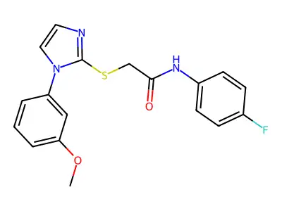N-(4-fluorophenyl)-2-[1-(3-methoxyphenyl)imidazol-2-yl]sulfanylacetamide structure