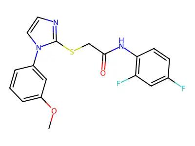 N-(2,4-difluorophenyl)-2-((1-(3-methoxyphenyl)-1H-imidazol-2-yl)thio)acetamide structure