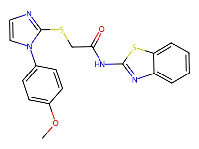 N-(benzo[d]thiazol-2-yl)-2-((1-(4-methoxyphenyl)-1H-imidazol-2-yl)thio)acetamide structure