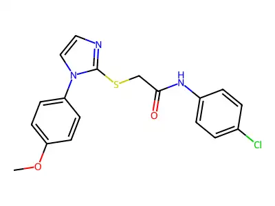 N-(4-chlorophenyl)-2-[1-(4-methoxyphenyl)imidazol-2-yl]sulfanylacetamide structure