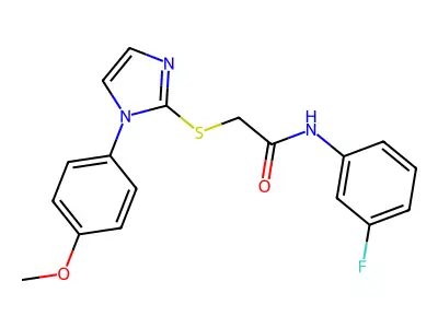 N-(3-fluorophenyl)-2-((1-(4-methoxyphenyl)-1H-imidazol-2-yl)thio)acetamide structure