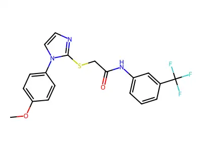 2-{[1-(4-methoxyphenyl)-1H-imidazol-2-yl]sulfanyl}-N-[3-(trifluoromethyl)phenyl]acetamide structure