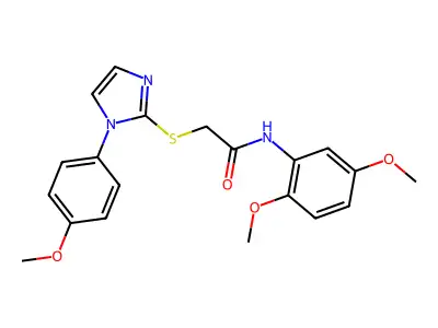 N-(2,5-dimethoxyphenyl)-2-[1-(4-methoxyphenyl)imidazol-2-yl]sulfanylacetamide structure